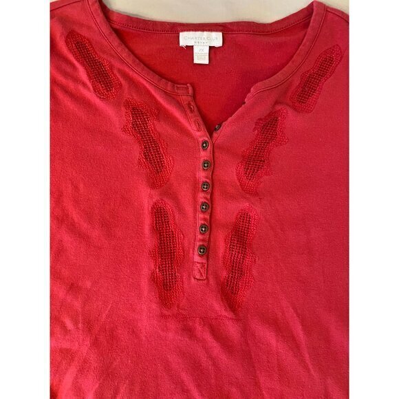 Women's Charter Club‎ Red 3/4 Sleeve Pullover Blouse Button V Neck Line Size 2X - Picture 12 of 15